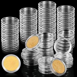 AFCabakila 300PCS 20.5mm 투명 플라스틱 원형 동전 캡슐 폼 개스킷이 포함된 홀더 케이스 수집가용 보관