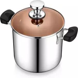 뚜껑이 있는 5쿼트 3겹 요리용 냄비 파스타 수프용 P CHEF 스테인리스 스틸 대형 멀티 스토브 작업 헤비