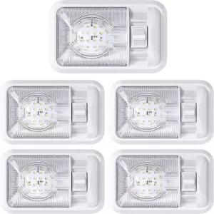 레저용 LED 5팩 12V RV 천장 돔 라이트 실내 조명 스위치 싱글 300LM 내추럴 화이트 4000-450K 트레일러