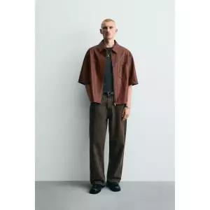 zara 자라 릴렉스핏 페이크 레더 오버셔츠 - 레드빗5320/222/609122404