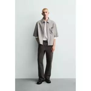 zara 자라 릴렉스핏 페이크 레더 오버셔츠 - 그레이5320/222/802122405