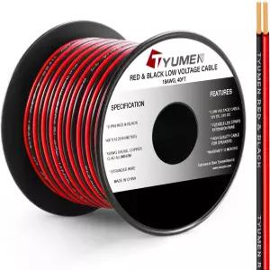 TYUUMEN 40피트 18인치 게이지 2핀 2색 레드 블랙 케이블 후크업 전기선 LED 스트립 연장 코드 12V/24V DC