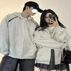 남성용 회색 집업 카디건 춘추 후드 CH3