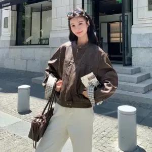 여친 가을 빈티지 가죽 자켓 차이나 코트 쿨맥스 재킷 KS3