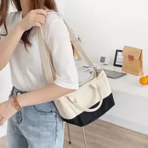 투톤 캔버스 토트백 여성 숄더백 에코백 데일리 크로스백