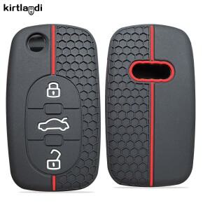 Kirtlandi 키 케이스 아우디 a1 a4 b6 a6 c5 tt 8N 실리콘 자동차 커버 3 버튼 홀더 체인 액세서리 보호