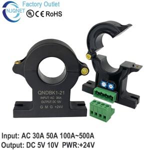 홀효과 전류 트랜스듀서 QNDBK1-21 AC 50A 100A / 5V 10V DC 센서 코어 변환기 CT