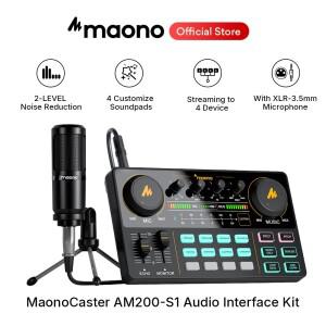 마오노캐스터 AM200-S1 오디오 인터페이스 팟캐스트 스튜디오 사운드 카드 키트 (마이크 포함  라이브 스트