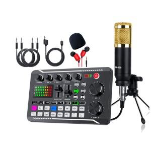 DJ 장비 마이크 사운드 카드 콘솔 스튜디오 키트 케이블 휴대폰 믹싱 컴퓨터 라이브 보이스 믹서 F998