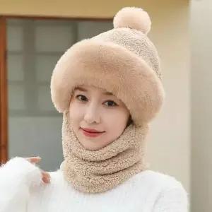 [룽스_64]밍크털 모자 넥워머 목폴라 세트 워머 머플러