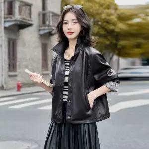 ROTA 여사친 캐주얼 가을 숏 자켓 숄카라 가죽 PU 코트 상의 소프트 젠3