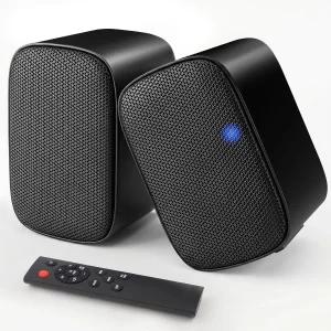 RIOWOIS 25W*2 전동 책장 스피커 턴테이블 레코드 플레이어용 3인치 블루투스/AUX/광학/TV ARC