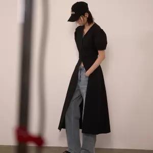 WOMAN 브이넥 퍼프 롱 원피스 [BLACK] / WBE2L15510