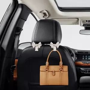 가방과 위한 2PCS 차량용 후크 귀여운 보우 카시트 헤드레스트 자동차 액세서리 다용도 뒷좌석 행거 보관함
