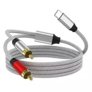 PPTVC USBC to 2 RCA 오디오 케이블 3피트 타입C 잭 라인 xiaomi호환 LG 홈 시어터 앰프 DVD