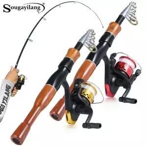 Sougayilang 낚싯대 릴 콤보 고감도 유리 섬유 텔레스코픽 55 기어비 스피닝 세트 Pesca