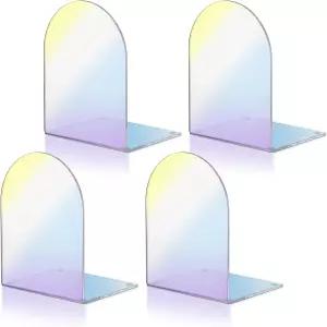 Harloon 4개 아크릴 책꽂이용 끝 플라스틱 아치 투명 스키드 헤비 듀티 데스크톱 정리함 l 디바이더