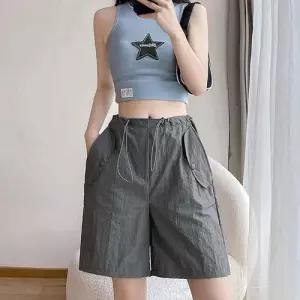 여름 휴가 여행 스트링 허리밴딩 케주얼 여자 반바지 WF96E4D