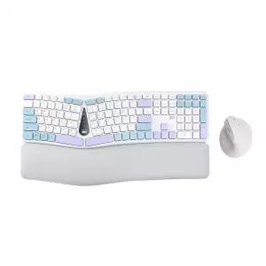 지클릭커 OFFICEPRO EMK300 인체공학 무선 키보드 마우스 세트 (스카이블루)