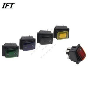 헤비 듀티 방수 로커 스위치 적색 LED 조명 220V 16A KCD4-201 DPST 핀 30x22mm 10 개