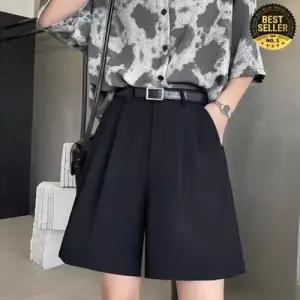 원픽마켓 세미와이드팬츠 깔끔한 뒷밴딩 정장 반바지 WFFHPAK