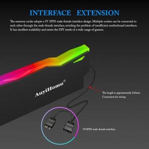 AuyiHomu RGB 방열판 5V 3핀 동기화 메모리 쿨러 PC 게임용  방열 DDR4 RAM