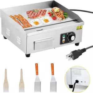 타키왑 14인치 상업용 전기 그릴 1500W 조리대 논스틱 레스토랑 110V 테판야키 플랫 탑 스테인리스 스틸