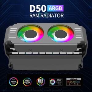 컴퓨터 RAM 메모리 모듈 쿨러 PC D4 D5 듀얼 120mm 팬 ARGB 싱크 PWM 알루미늄 냉각 라디에이터 DDR4 DDR5