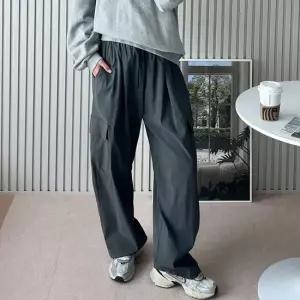 앞셔링 와이드팬츠 카고바지 건빵주머니 허리밴딩 여성편한바지 여자겨울바지