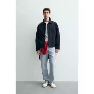 ZARA 워싱 캔버스 릴렉스핏 오버셔츠 - 다크 블루 4302/332/422 {QHJ}