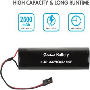 9.6V 2.5Ah 수신기 배터리 팩 (하이텍 커넥터 포함) 고용량 후타바 사각형 NT8S600B 충전식