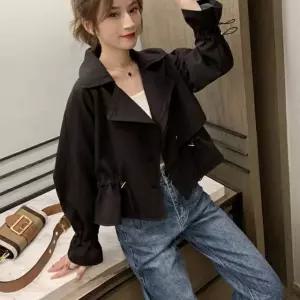 고품질 검은색 자켓 숏재킷 스타일 트렌치 자켓 패션 여성숏트렌치코트 (W6AEB4A)