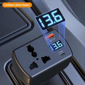 차량용 파워 인버터 DC 12V 24V AC 220V로 변환 PD30W 시거잭 150W  충전기 전압 표시 전력 변환기 포함