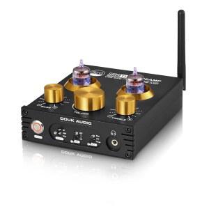 Douk 오디오 블루투스 튜브 프리앰프: 하이파이 스테레오 프리앰프 수신기 | 헤드폰 앰프 USB DAC 홈 시어터, 데스크톱 청취를 위한 톤 컨트롤 (P1)