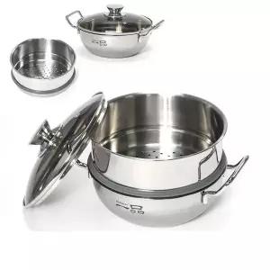 국내산 키친아트 인덕션겸용 통3중스텐 2단찜냄비20cm 찜냄비 2단찜기 (W644BDB)