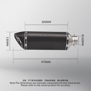 60mm 51mm 범용 바이크 오토바이 티타늄 합금 배기 머플러 이스케이프 470mm fz6 pcx125 100cc-1000cc ATV