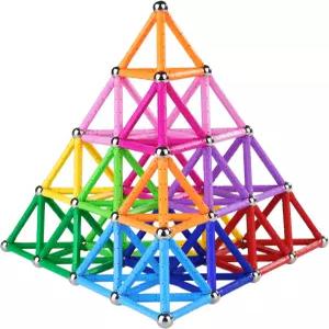 비트리 150개 자석 빌딩 스틱 블록 와 성인을 위한 3D 무독성 교육용 STEM 장난감 보관 가방 포함