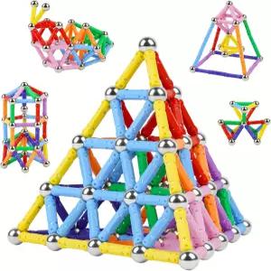 누오라오 158Pcs 마그네틱 빌딩 스틱 블록 용 자석 교육용 장난감 STEM 학습 보관 가방이 있는 3D 건설용