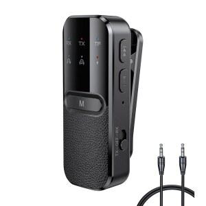 TV-헤드폰용 블루투스 송신기, 비행기 어댑터 듀얼 링크, PC/체육관/자동차용 3.5mm 무선 AUX 오디오 어댑터, 내장 마이크 TSNAM