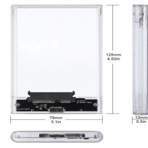 USB 3.0 투명 HDD 케이스 2.5인치 C타입 마이크로 케이블 외장 하드 드라이브 디스크  박스 SSD 컴퓨터용