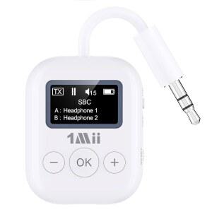 1Mii Bluetooth 5.3 송신기, TV용 화면, 헤드폰 2대, aptX AD /LL /HD Hi-Fi 오디오, 25시간 재생 시간, TV, PC, CD 플레이어, MP3, 체육관, 프로젝터용 3.5mm AUX 블루투스 어댑터 - 송신기 전용