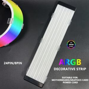 컴퓨터 마더보드 그래픽 카드 8PIN24핀 전원 어댑터 연장 케이블 장식 스트립 ARGB 조명 동기화.