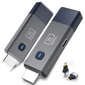 무선 HDMI 송신기 및 수신기 328ft / 100m Extender 4K 디코딩 입력 1080P 출력 플러그 앤 플레이 PC 프로젝터 TV 박스에서 비디오 오디오 모니터링을 위한 휴대용 2.4G 5.8G