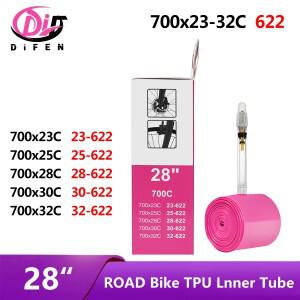 28G DiFEN 도로 자전거 TPU 내부 튜브 700x23C 25C 26C 27C 28C 30C 32C 카메라 타이어 Presta 밸브 사이클