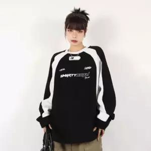여성 블랙 스트릿 맨투맨 캐주얼 레터링 긴팔 티셔츠 여자맨투맨 맨투맨 오버핏맨투맨