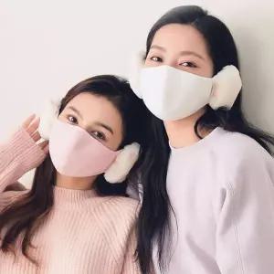 [룽스_65]길이 조절 끈 따뜻한 마스크 털 귀마개 방한
