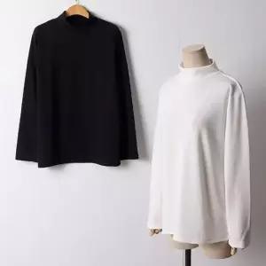 빅사이즈 심플스판무지반목폴라 DWW7237 데일리 티