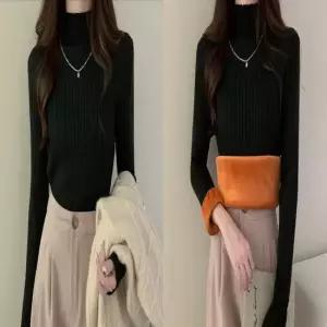 겨울목티 슬림 반폴라티 기본 무지 기모 목폴라티셔츠