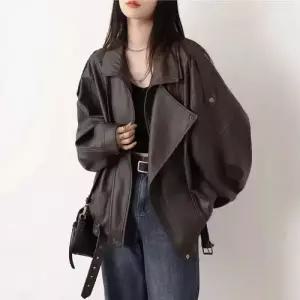빈티지 코트 차이나 칼라 여자가죽자켓 가죽 자켓 ible1