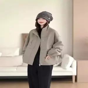 빈티지 캐주얼 여자가죽자켓 코트 가죽 차이나 자켓 ible1